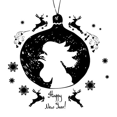 year, new, rooster, symbol, chinese, decoration, vector, sign, illustration, festivalのイラスト素材