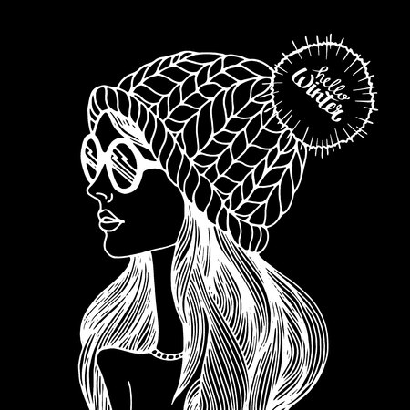 vector, illustration, hat, fashion, drawing, design, beauty, beautiful, girl, femaleのイラスト素材