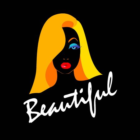 beauty, beautiful, hair, vector, girl, portrait, youngのイラスト素材