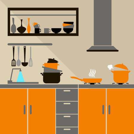 food, kitchen, silhouette, cooking, kitchenware, preparation, equipmentのイラスト素材