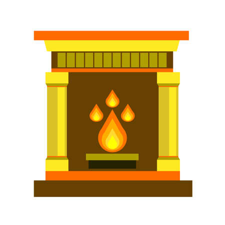 fireplace, home, vector, fire, interior, illustration, decoration object mantelpiece bright lightのイラスト素材