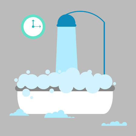 bathroom, vector, interior, wall, shower, decoration, toiletのイラスト素材