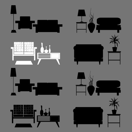 vector interior home furniture design illustration modernのイラスト素材