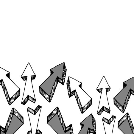 Sketch arrow collection for your design. Arrows and Lines. vector arrows on a gray background. Set of different vector arrowsのイラスト素材