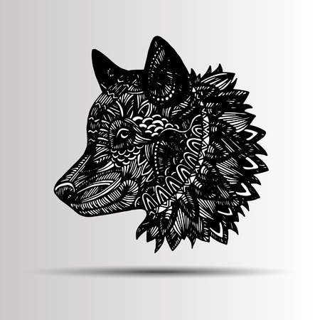 Wolf portrait. Vector abstract polygonal geometric illustration. Wolf head mascot.のイラスト素材