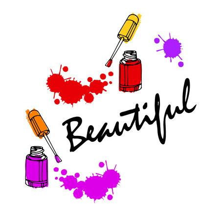 nail polish. nail polish drawing. vector nail art concept illustration. element for glamour beauty salon logo.のイラスト素材