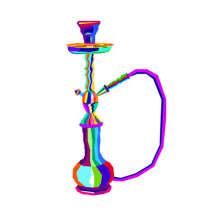 Hookah labels. Set of hookah vector silhouettes.のイラスト素材