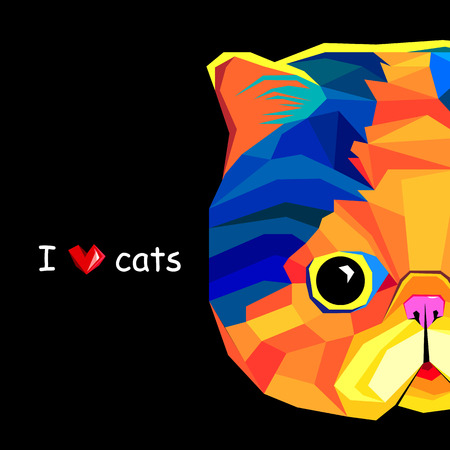 cat animal contour drawing creative blue bowのイラスト素材