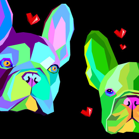 dog vector breed cute pet animal bulldog frenchのイラスト素材