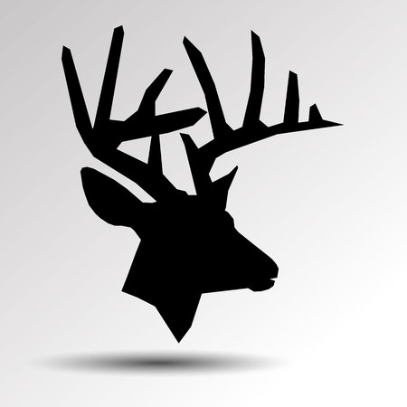 reindeer silhouettes on the white background. head of a deer vector portrait animal antler beautyのイラスト素材