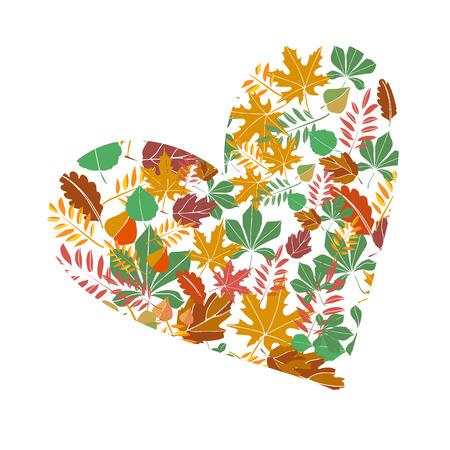 Autumn background. Autumn leaves illustration. autumn heart. natureのイラスト素材