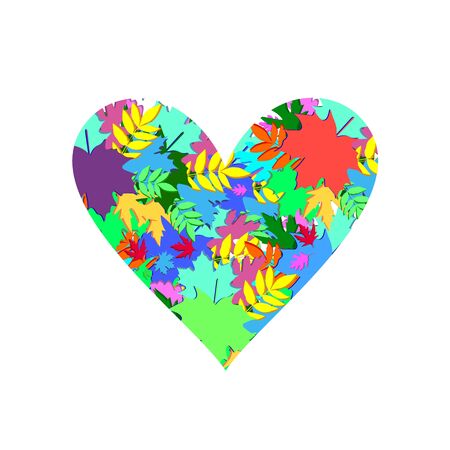 Autumn background. Autumn leaves illustration. autumn heart. natureのイラスト素材