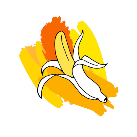 banana, illustration, fresh, fruit, food, ripe, yellowのイラスト素材