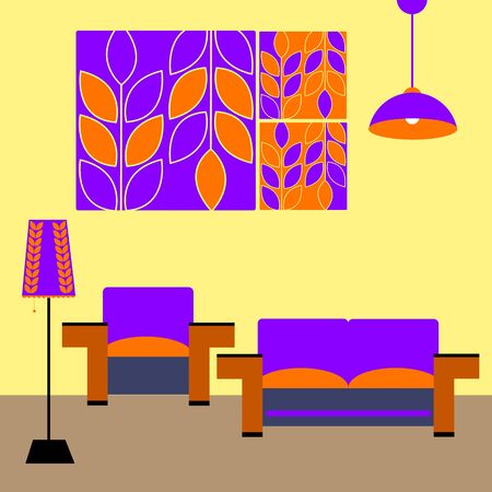 vector interior home furniture design illustration modernのイラスト素材