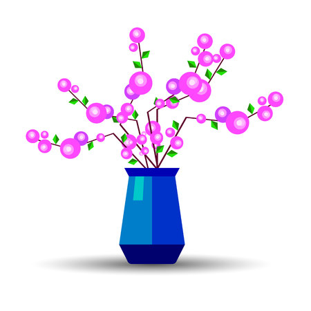 flower, vase, vector, decoration, illustration, decorative, nature, plantのイラスト素材