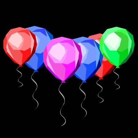 celebration, party, decoration, balloon, vector, illustration, birthday, air, holiday, happyのイラスト素材