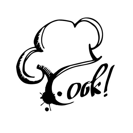 cap, chef, hat, cooking, food, lettering, calligraphyのイラスト素材