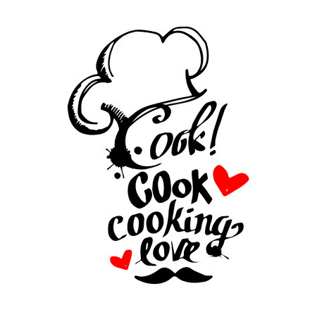 cap, chef, hat, vector, cooking, food, lettering, calligraphyのイラスト素材