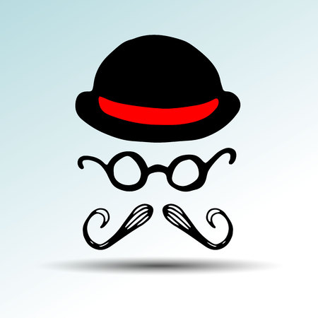 whisker, facial, mustache, vector, black, illustration, retro, face, hair, style hatのイラスト素材
