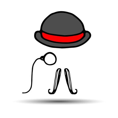 whisker, facial, mustache, vector, black, illustration, retro, face, hair, style hatのイラスト素材