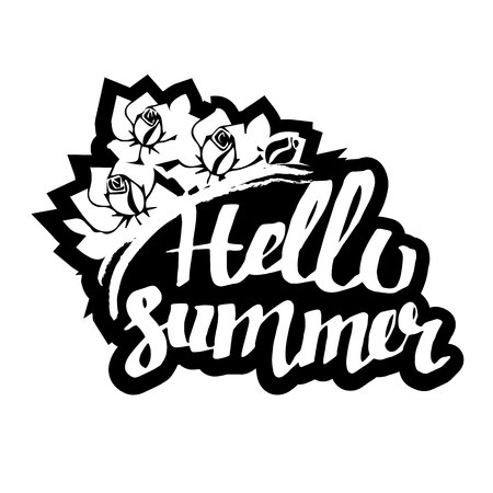 Greeting card flowers. Hand painting. Inscription. Summer blossom.のイラスト素材