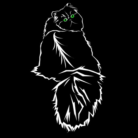 cat, animal, contour, drawing, creative, blue, image, kitten, lineのイラスト素材