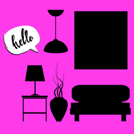 vector interior home furniture design illustration modernのイラスト素材