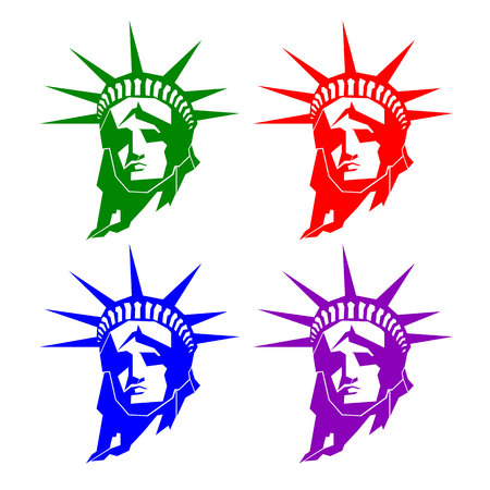 Ilustración de Statue of Liberty. New York landmark. American symbol. Vector silhouette - Imagen libre de derechos