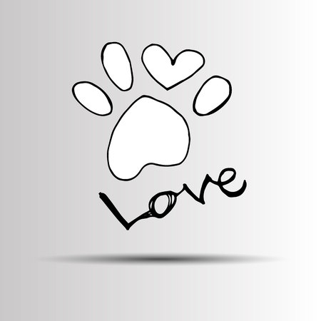 dog footprint print paw foot shape illustration pet animal heartのイラスト素材
