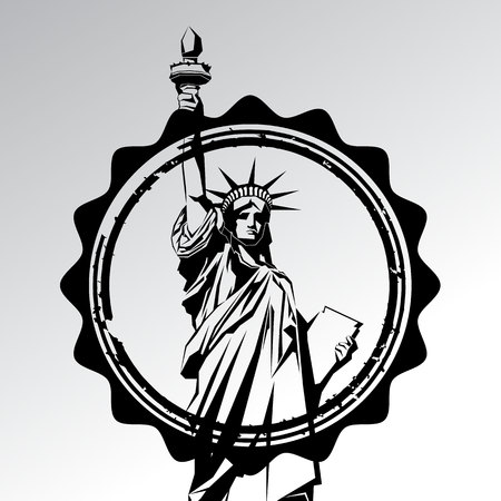 Statue of Liberty. New York landmark. American symbol. Vector silhouetteのイラスト素材