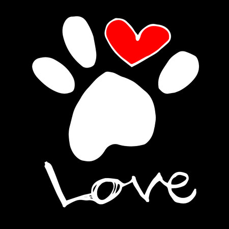 dog footprint print paw foot shape illustration pet animal heartのイラスト素材