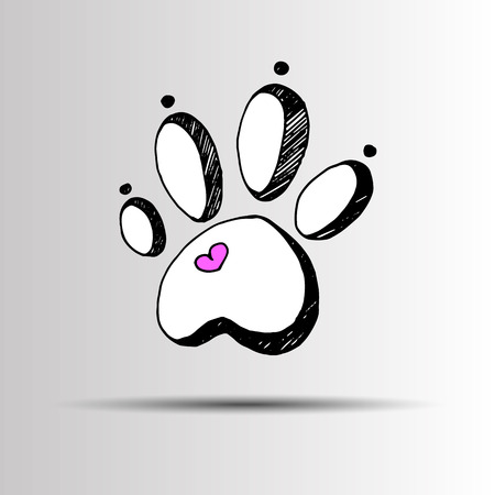 dog footprint print paw foot shape illustration pet animal heartのイラスト素材