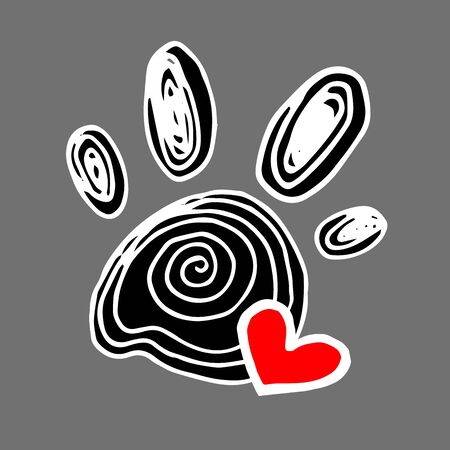 dog footprint print paw foot shape illustration pet animal heartのイラスト素材