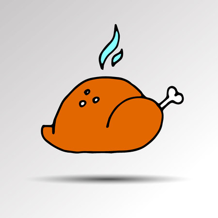 cooked chicken food dinner meat roast meal vector turkey roasted plate tastyのイラスト素材