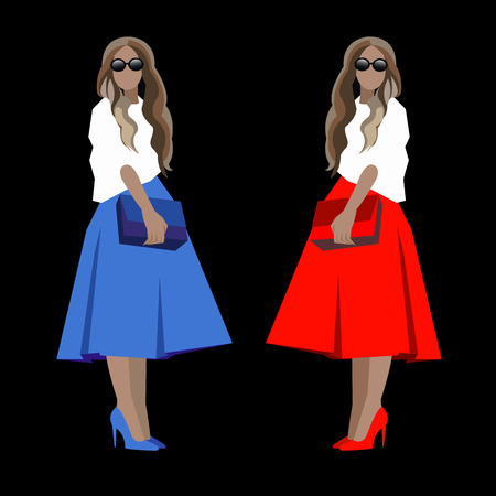 vector girl female stockings fashion illustration womanのイラスト素材