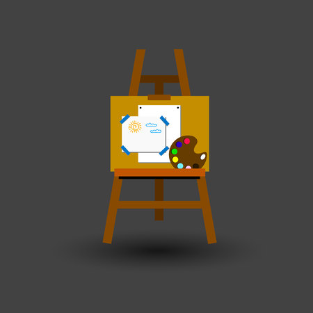 easel vector canvas artist art board woodのイラスト素材