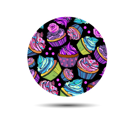 cake sweet birthday cupcake delicious cream food vector dessertのイラスト素材