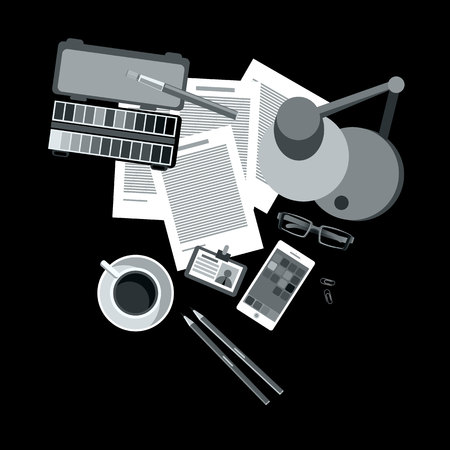 business computer vector desk icon office work communication laptopのイラスト素材