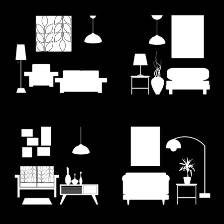 vector interior home furniture design illustration modernのイラスト素材