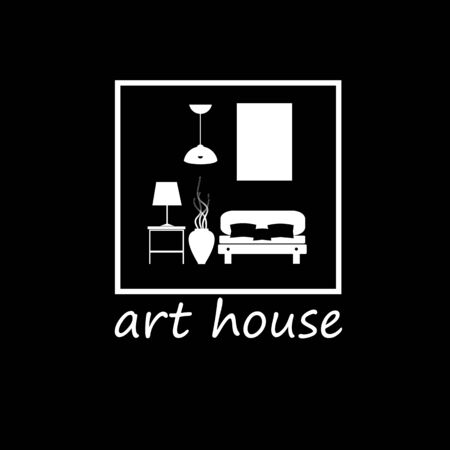 vector interior home furniture design illustration modernのイラスト素材