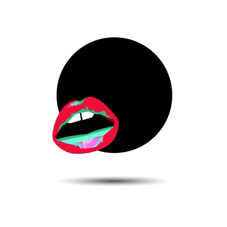 vector lipstick red lips mouth female illustration makeup desireのイラスト素材
