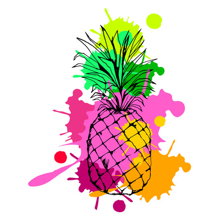pineapple, vector, fruit, food, tropical, summer, design, illustration, background, sweetのイラスト素材