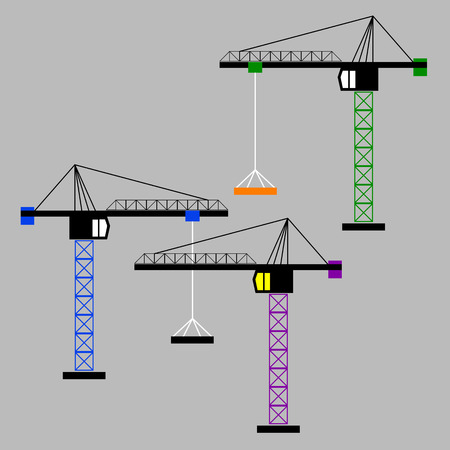 vector construction crane silhouette industry illustration architectureのイラスト素材