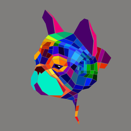 dog vector breed cute pet animal bulldog frenchのイラスト素材