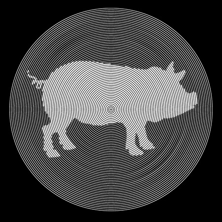 Cut of meat set. Vintage typography hand drawn. Vector illustration. Pork pig bacon meatのイラスト素材