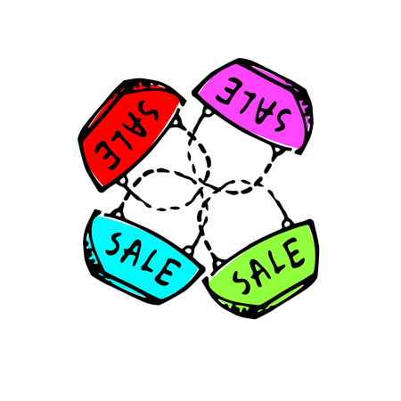 illustration, sale, bag, discount, vector, gift, market, shop, paper, businessのイラスト素材