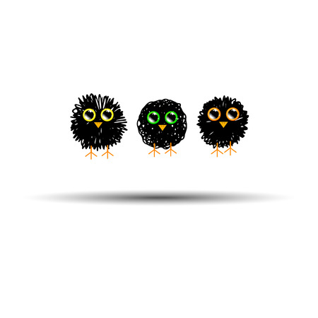 funny cute furry animal vector bird illustration sparrow bird owlのイラスト素材