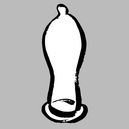 Latex condom. Realistic vector illustration. Contraceptive method.のイラスト素材