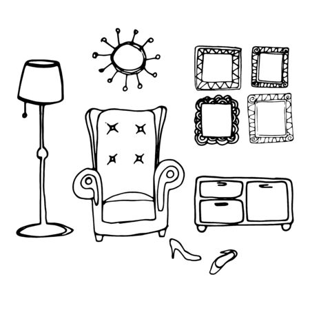 vector interior home furniture design illustration modernのイラスト素材