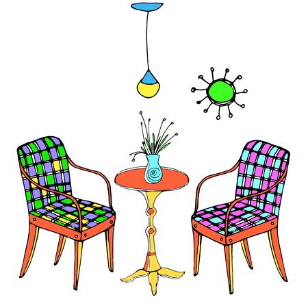 vector interior home furniture design illustration modernのイラスト素材